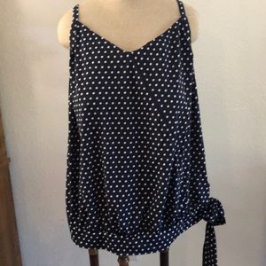 Bathing tankini with shelf bra and adjustable straps
